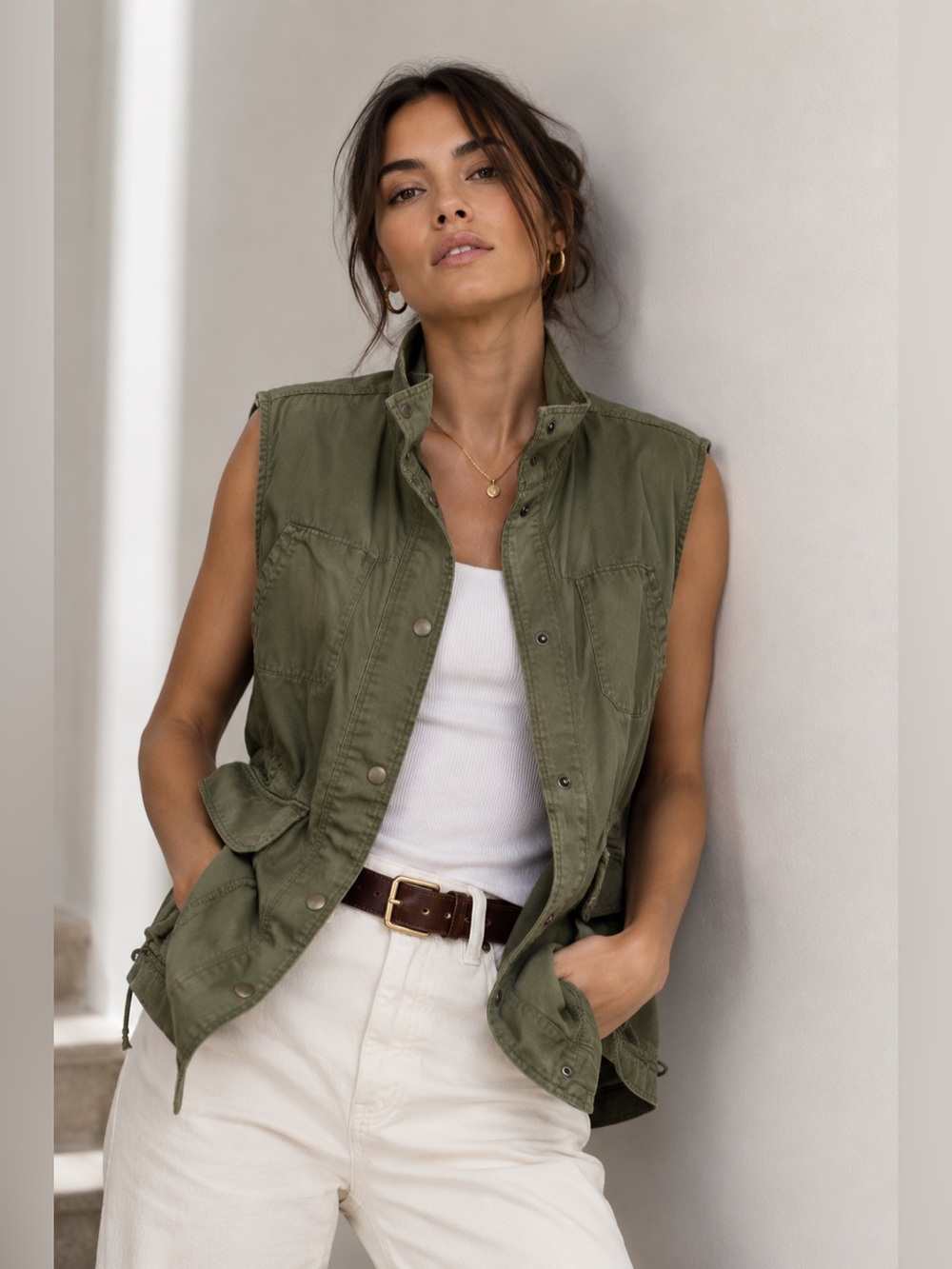 Current/Elliott The Leisure Vest | Army Green Utility Vest | Size 2 (M) | NWOT